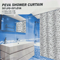 PEVA Waterproof Bathroom Shower Curtain –  Grey Blocks