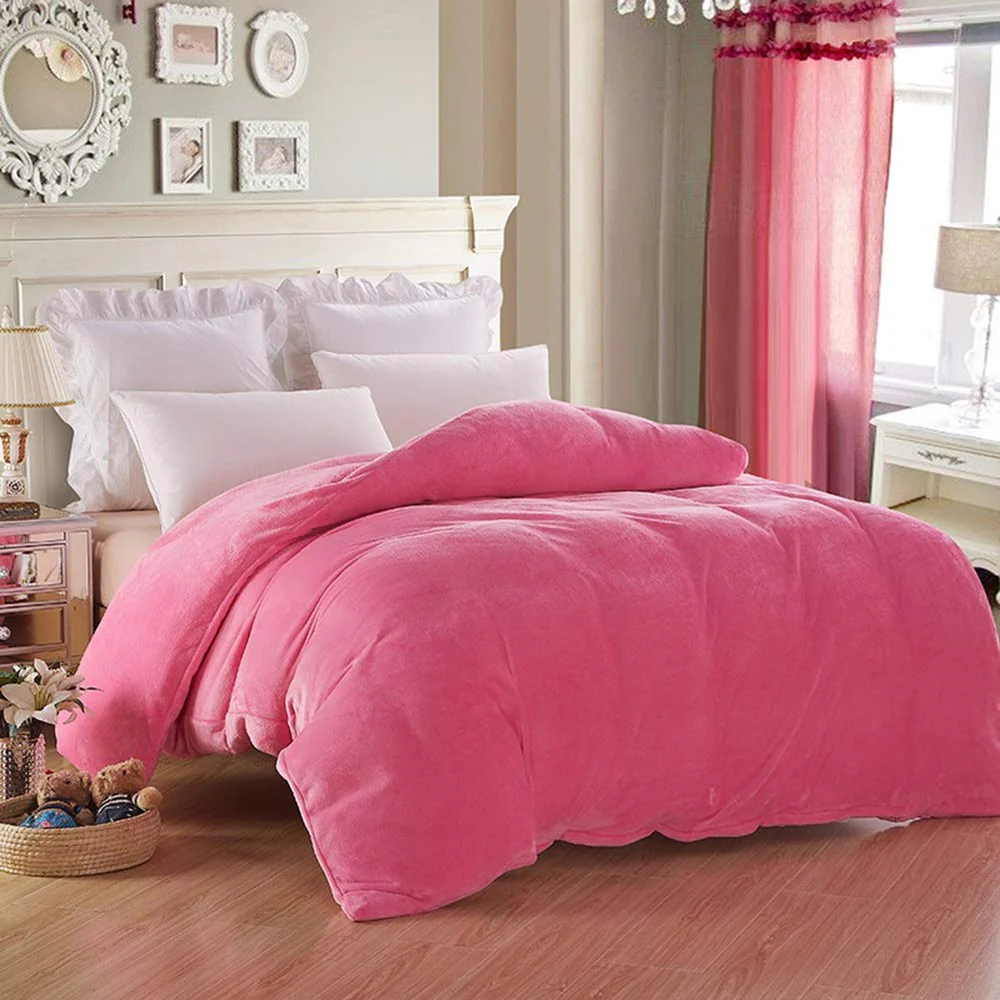 Reversible Velvet Quilt Cover - Pink