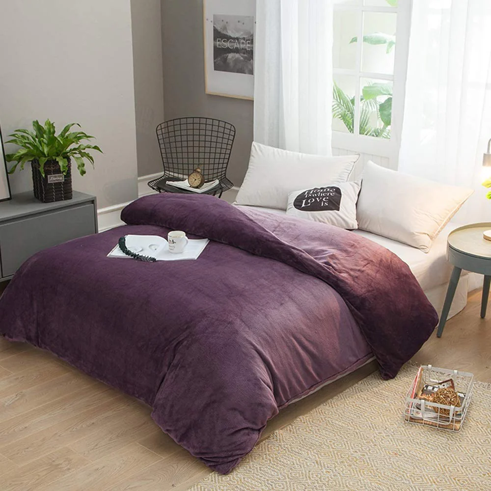 Reversible Velvet Quilt Cover - Purple