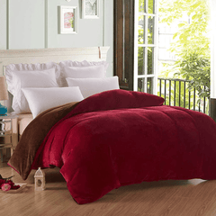 Reversible velvet quilt cover-Maroon Brown