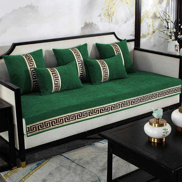 Premium Versace Sofa Cover - Anti Slip - Green