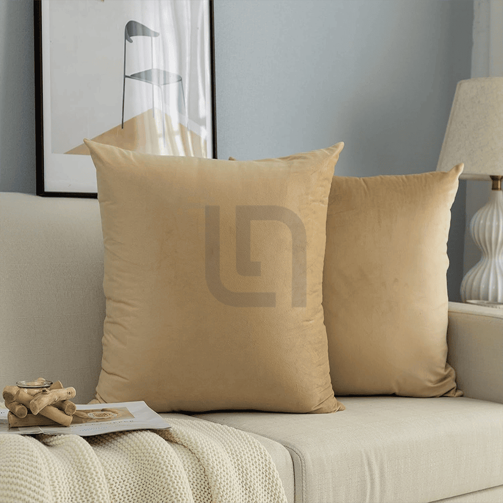 Velvet Cushion Covers for Sofa - Beige