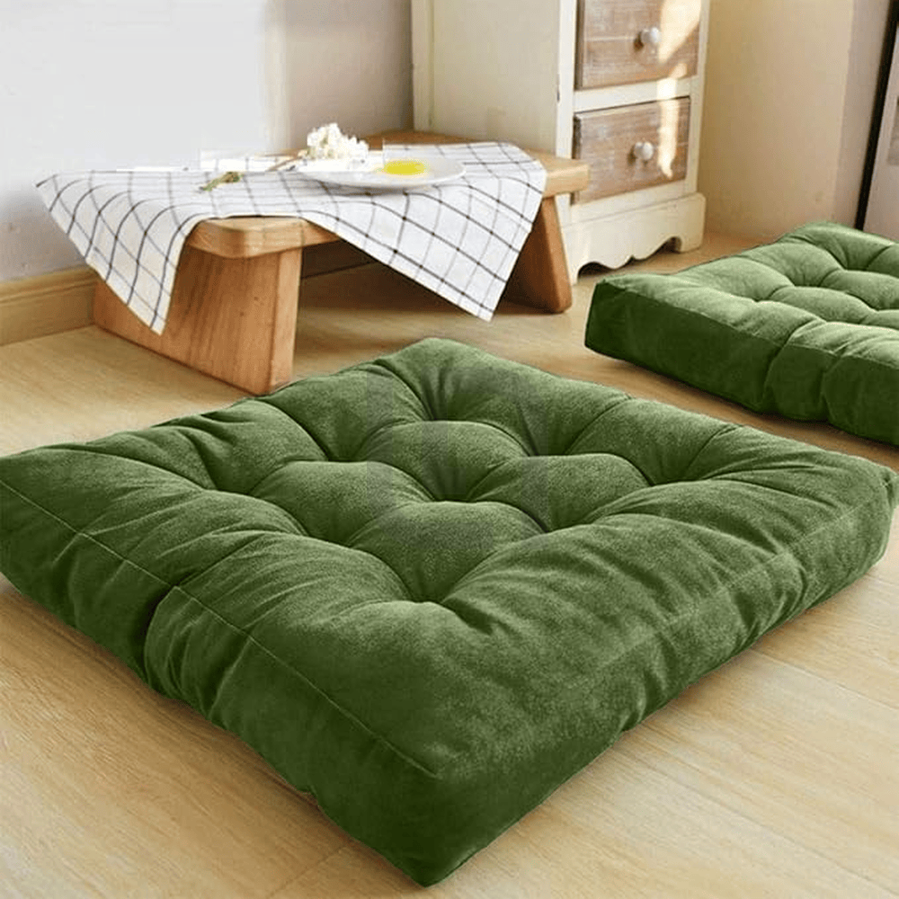 Square-Shape-Velvet-Floor-Cushions-Green