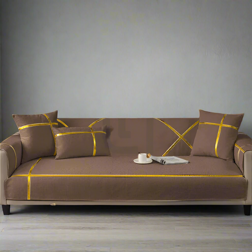 Velvet Sofa cover light brown