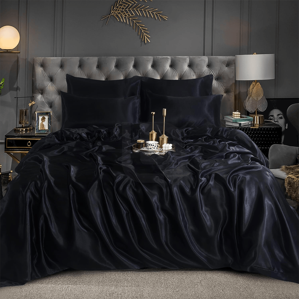 Silk Duvet Cover Set - Black