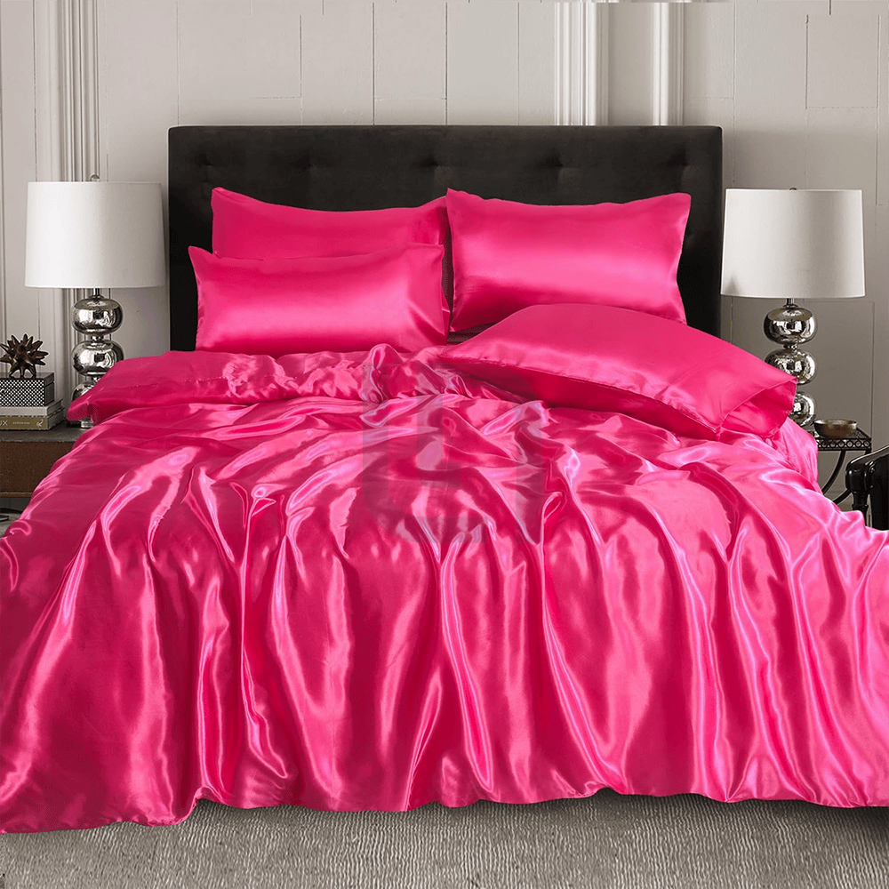 Silk Duvet Cover Set - Bright Pink