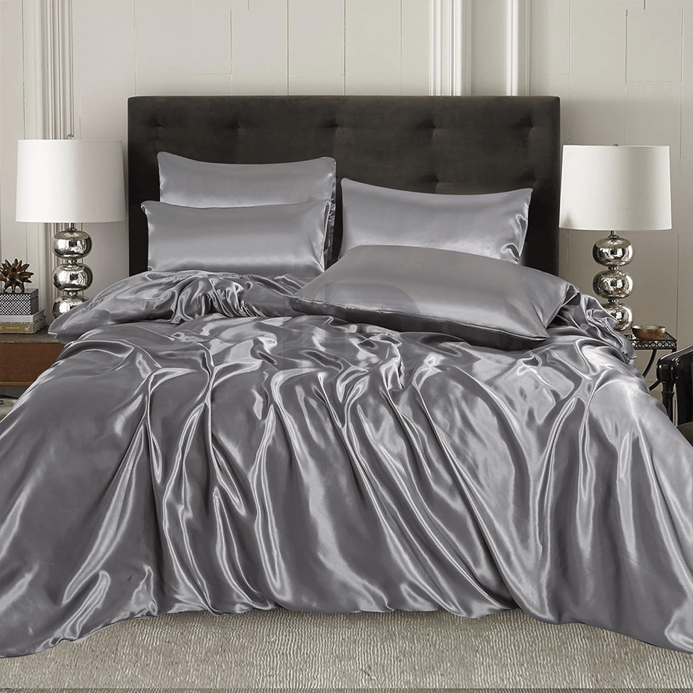 Silk Duvet Cover Set - Grey