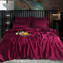 Silk Duvet Cover Set - Maroon